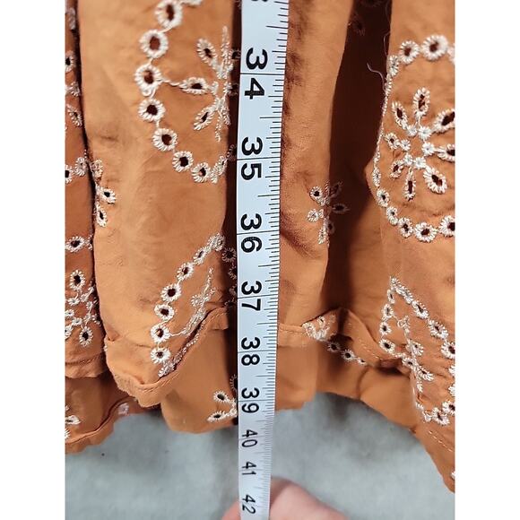 LC Lauren Conrad Rust Floral Eyelet Crochet Trim Maxi Dress Women's Large Lined - Picture 9 of 12